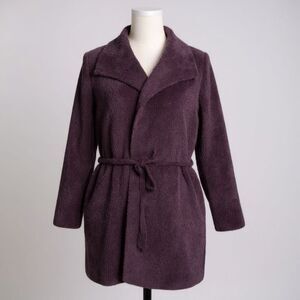Barefoot Dreams CozyChic Plum Purple Knit Robe Size L Soft Lounge Sweater